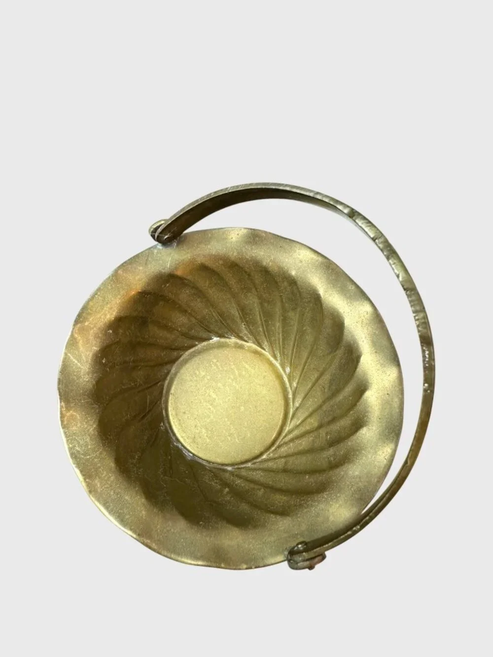 Solid Brass Decorative Basket Set With Handles - Made In India - Vintage Texture